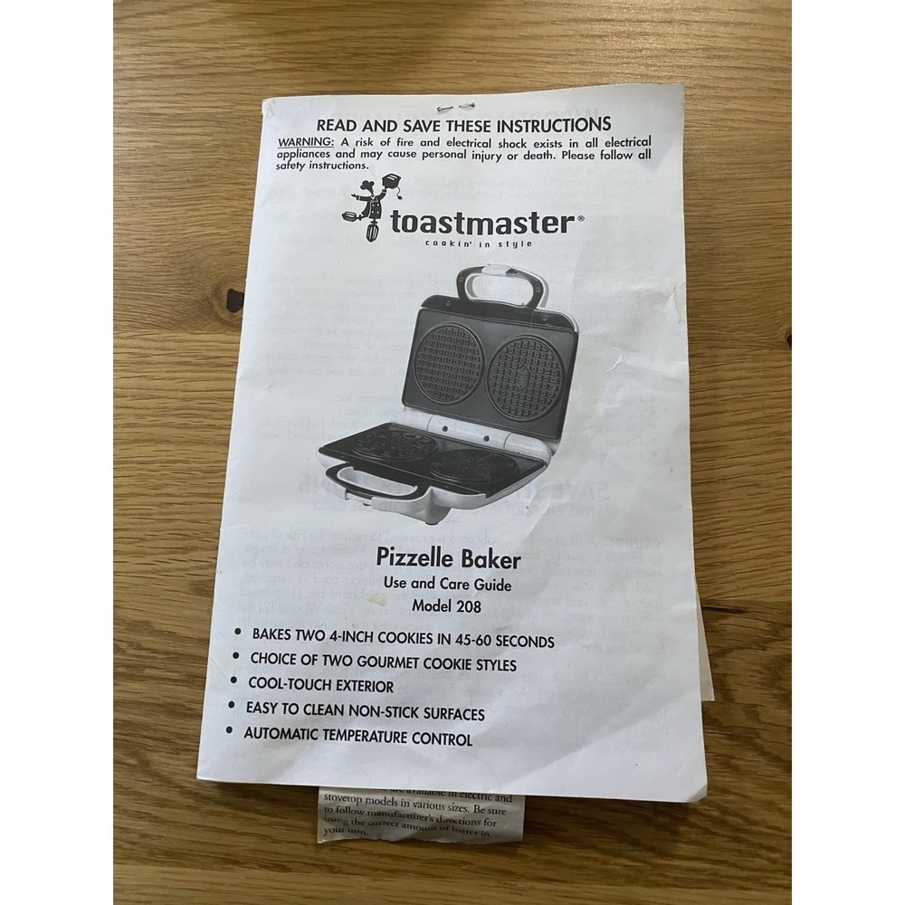 Vintage Toastmaster International Pizzelle & Cookie Maker Model 208 Tested - Picture 16 of 16